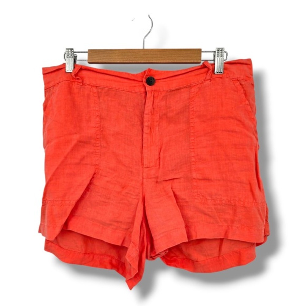 LOU & GREY for LOFT Coral 100% Linen Elastic Waist Shorts Women's Large